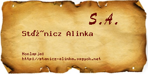 Stánicz Alinka névjegykártya